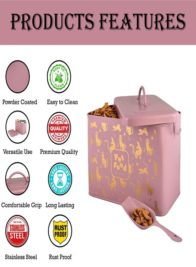 إيلان علبة تخزين طعام الحيوانات الأليفة من إيلان مع مغرفة | صندوق معدني لتخزين طعام الكلاب والقطط (بنفسجي فاتح) - Image 3